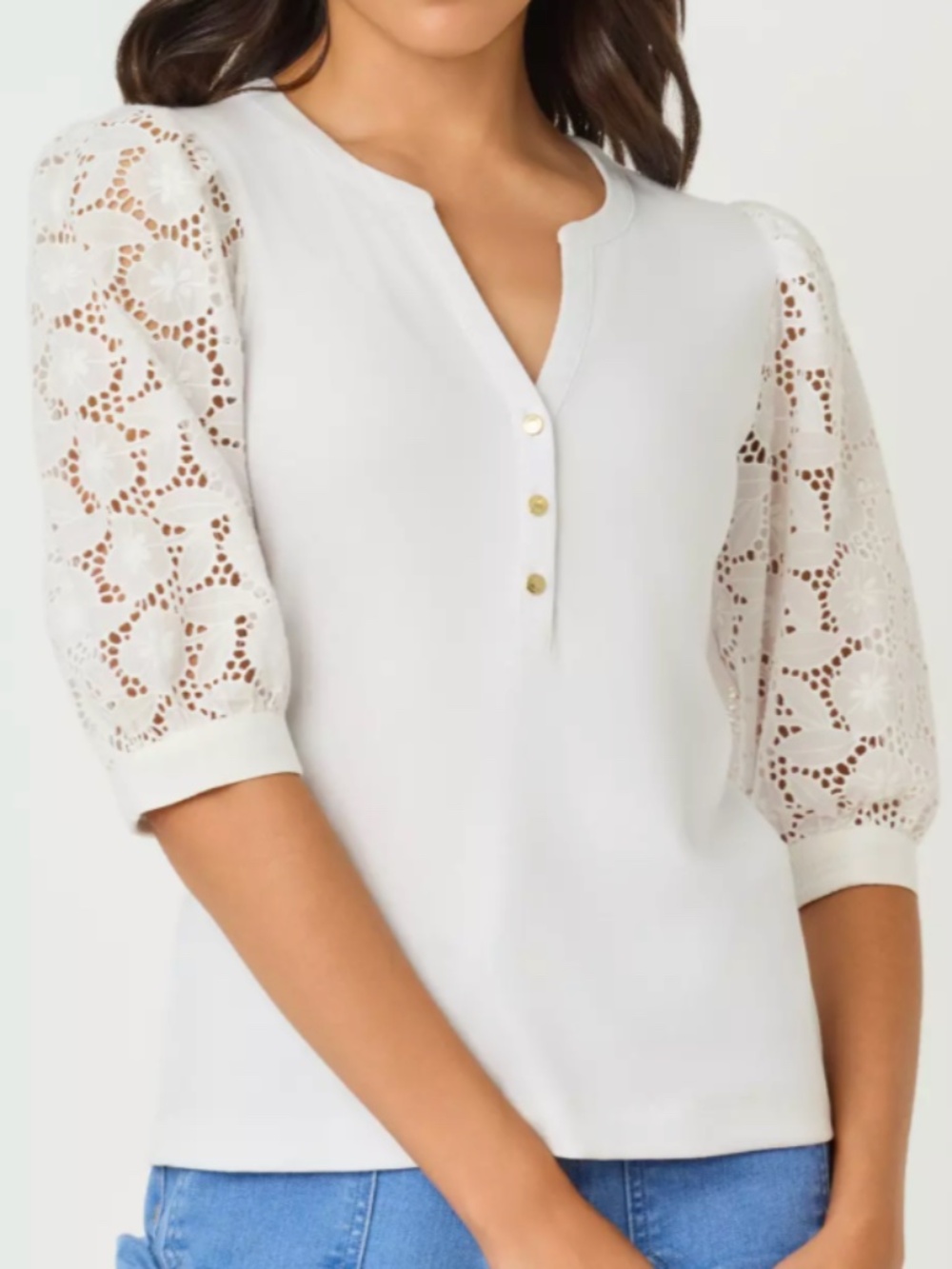 Lilly Pulitzer Ronson Eyelet Knit Top Size L NWT